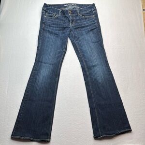 American Eagle Artist Stretch Denim Blue Jeans Women's Size 8 dark wash flare